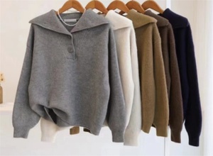 Suéter Casual de Mujer con <span class=keywords><strong>Cuello</strong></span> <span class=keywords><strong>Marinero</strong></span> y Decoración de Botones, Color Sólido, Tejido de Punto, Corte Holgado para la Temporada de Otoño - Product Image 5
