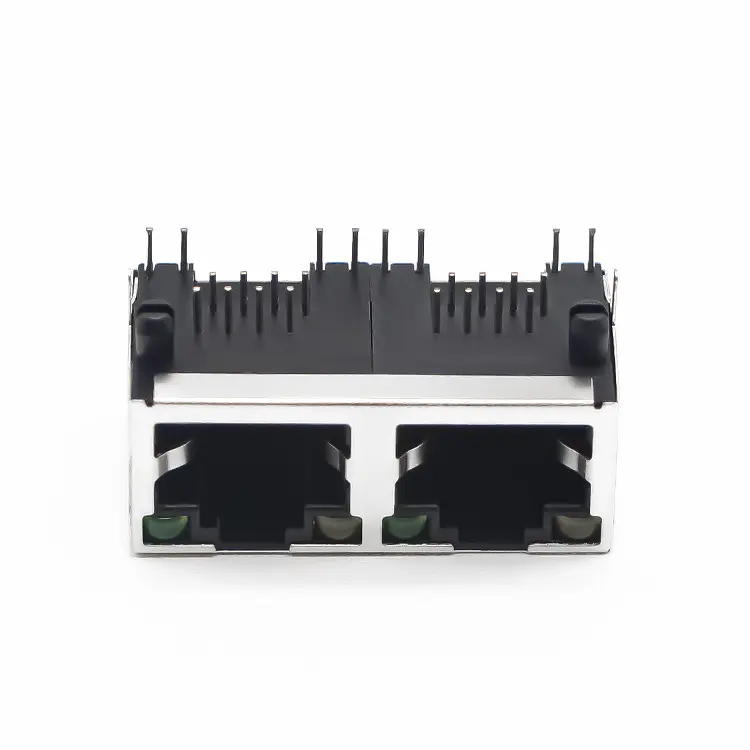 Factory Directly Sale 1X2Ports With Shield Industrial Ethernet RJ45 Jack Connector