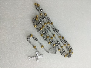 Collana rosario in acciaio inossidabile Lady Of The Miraculous, collana con perline a sfera, collana rosario religioso in acciaio inossidabile - Product Image 2