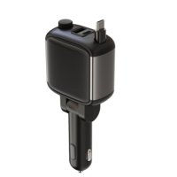 Chargeur de voiture rétractable 65W PD Type-C pour allume-cigare, 3 ports QC USB-A, USB-C supplémentaire, adaptateur de charge rapide DC12V-24V pour voiture