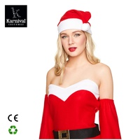 Erwachsene Damen Weihnachts-TV- und Film-Kostüm Cosplay Rotes Samt Sexy Santa-Kleid-Set mit Hut Gürtel Ärmel Polyester