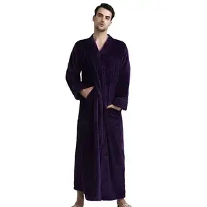 Autumn winter zipper long pineapple bathrobe with fat Nightgown men's and women's coral Flannel Pajamas