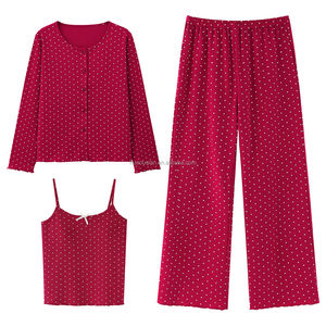 3-in-1 Pyjama 100% Baumwolle Damen Langarm 2026 Neu Trägerloses Dreiteiliges Set Modischer Bedruckter Schlafanzug - Product Image 5