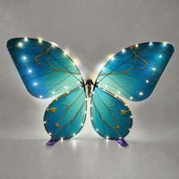 Ornithoptère papillon léger 68g avec ailes en maille translucide, LED blanc chaud, contrôle Bluetooth 2.4G, jouet volant d'intérieur