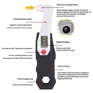 Manomètre numérique portable pour pneus avec écran LCD et rétroéclairage pour voiture, SUV, moto - Product Image 3