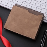 FSW585 dompet kulit PU risleting pria, dompet koin kulit PU rasa Premium, dompet pria murah, dompet grosir Retro pendek horisontal