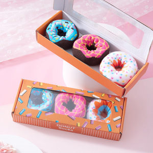 <span class=keywords><strong>Chaussettes</strong></span> douces et respirantes en tricot, <span class=keywords><strong>personnalisées</strong></span>, à motif donut, pour femmes, coffret cadeau, 3 paires - Product Image 3