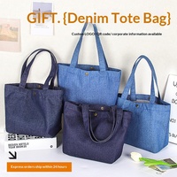 Sac fourre-tout en toile denim imprimé sur mesure, grande capacité, avec poignées renforcées, logo personnalisé pour les détaillants et les événements