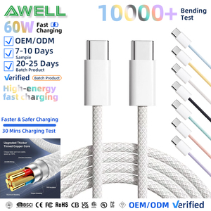 Dokuma Tasarımlı Tip-C Naylon Kablo Saf Bakır Özlü 60W PD Hızlı Şarj Örgülü Kılıflı 1 Metre iPhone 15/16 Pro Max Cep Telefonları İçin - Product Image 1