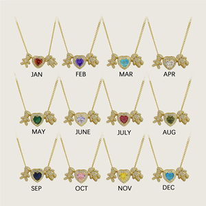 Collar con Colgante de Latón en Forma de Corazón con Piedras de Nacimiento de 12 Meses, Chapado en Oro de 18K, para Niños <span class=keywords><strong>y</strong></span> Niñas, Regalo para el Día de San Valentín, Festival de <span class=keywords><strong>la</strong></span> <span class=keywords><strong>Amistad</strong></span> - Product Image 4