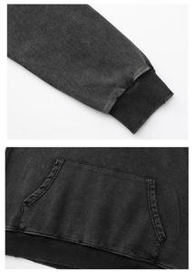 Sweat à capuche pour homme, coupe oversize, imprimé vintage, 100% coton tricoté, anti-rétrécissement, manches courtes, logo frontal, effet délavé, chaud pour l'hiver - Product Image 2