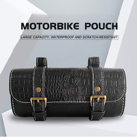 MJMOTO Mini sac à outils de moto en cuir de qualité rétro imprimé crocodile Sac de moto étanche Sac de selle de moto résistant à l'usure