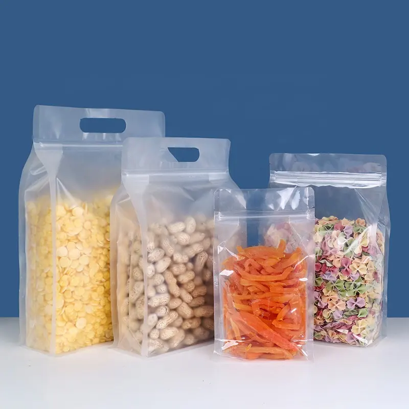 Запечатываемый прозрачный пищевой замок на молнии Doypack сумка-подставка для хранения продуктов для сухой сои с ручкой
