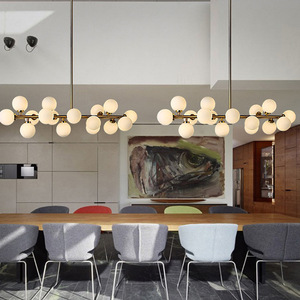Nordique moderne hôtel éclairage <span class=keywords><strong>laiton</strong></span> cuivre lustre lampe blanc verre <span class=keywords><strong>boule</strong></span> led <span class=keywords><strong>suspension</strong></span> - Product Image 5