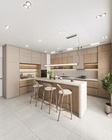CBMmart lemari dapur dengan Strip lampu Led, sakelar Sensor MDF, Panel pintu kabinet dapur Modern
