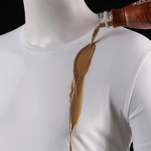 <span class=keywords><strong>Bai</strong></span> Xiao T's deuxième génération hommes glace soie cou imprimé Logo à manches courtes pur coton blanc T-Shirt imperméable anti-tache - Product Image 4