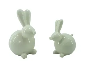 Custom Color Cute Cartoon Rabbit Figurines For Tabletop Decor Home Decor Lovely Ceramic Bunny Sculptures Modern Home Ornament