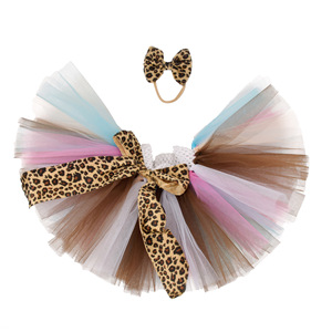 Animal Birthday Set for <strong>Baby</strong> Three-Piece Satin Dress Casual <strong>Romper</strong> with Mesh <strong>Tutu</strong> Skirt and Bow for Princess - Product Image 3