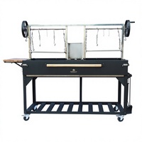 Barbecue Santa Maria de luxe en acier inoxydable thermolaqué, brasero argentin au charbon de bois, parilla, barbecue extérieur sans fumée