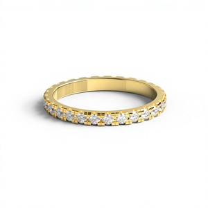 Elegant 18K 14K Gold Plated V <b>Split</b> Round Brilliant Cut Lab Grown Diamond <b>Ring</b> Eternity Band Scalloped Wedding Stackable <b>Ring</b> - Product Image 1