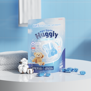 Cápsulas de Detergente Huggly 8 en 1 con Logotipo Personalizado, Aroma a Algodón de Azúcar, Extra Concentrado, Limpieza Profunda para Lavandería Doméstica Individual - Product Image 1