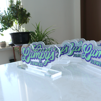 Plaque de table en acrylique LED personnalisée EZD, éclairage de bureau, plaque de nom, affichage de comptoir de restaurant