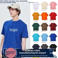T-shirt en pur coton pour le commerce extérieur, col rond, logo personnalisé, chemise publicitaire, uniforme de travail, sur mesure, taille européenne, manches courtes