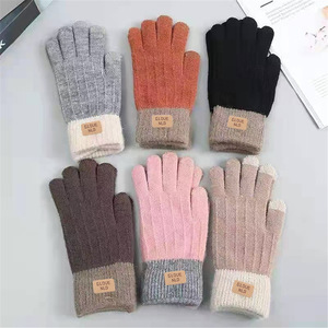 Guantes de lana de alpaca para hombre y mujer, guantes cálidos de invierno para exteriores con pantalla táctil y cinco dedos - Product Image 1