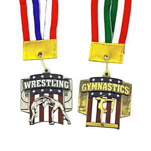 Nouvelles médailles de sport 3D personnalisées pour la gymnastique et la danse Star Design or argent Bronze UV sérigraphie danse d'art gratuit