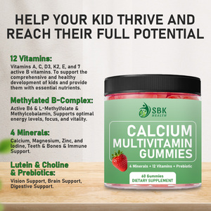 Gummies multivitaminées pour enfants sur mesure avec calcium, zinc, soutien immunitaire, gummies véganes, stimulant d'énergie, complément nutritionnel - Product Image 5