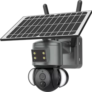최신 핫 세일 2K 3MP 레드 블루 알람 라이트 태양 전원 저전력 PTZ 카메라 공장 직접 판매