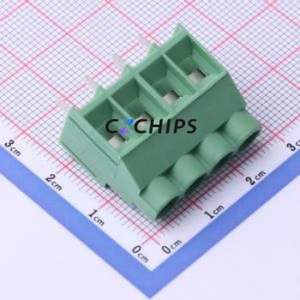 DB910-6.35-4P-GN-S Screw Terminal Block P=6.35mm Connector ( Construction: 1x4P )( Pitch: 6.35mm )( Color: Green ) - Product Image 1