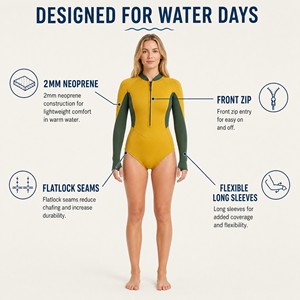 Traje de <span class=keywords><strong>Neopreno</strong></span> de Caucho Natural <span class=keywords><strong>Yulex</strong></span> para Mujer, 2 mm, con Cremallera Frontal en el Pecho, Traje Completo - Product Image 5