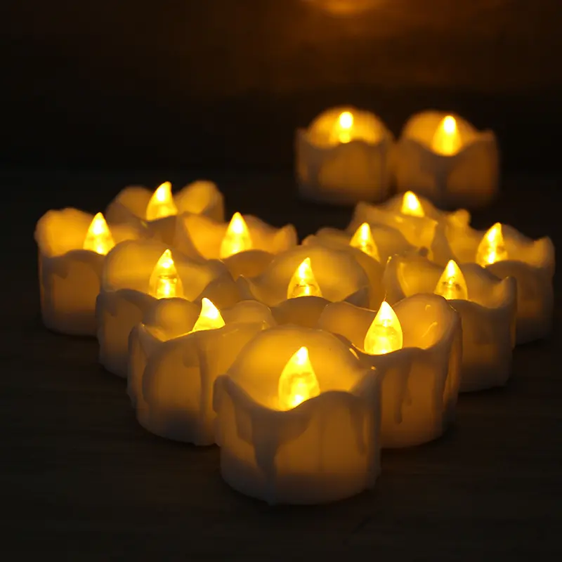 led Amber Yellow Flickering Flameless Candles with Timer LED Tea Light Timing (6Hrs ON 18Hrs OFF)