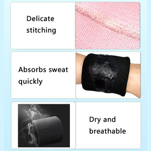 थोक कस्टम कढ़ाई लोचदार कपास टेरी कपड़े बास्केटबॉल फुटबॉल टेनिस खेल कलाई बैंड स्वेटर - Product Image 3