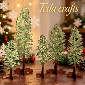 Personnalisation Gratuite Décoration de Noël Rustique Impression UV Personnalisée Mini Arbre de Noël en Bois avec Service de Découpe Laser - Product Image 3