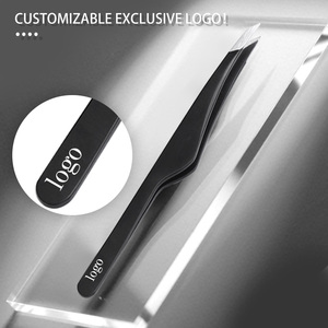 Pinzette personalizzate in acciaio inossidabile modellano sopracciglia nere all'ingrosso pinzette Semi <span class=keywords><strong>curve</strong></span> per ciglia - Product Image 6