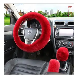 Manufacturer Low Price Fur Car Steering Wheel Cover Set for Winter Plush Warm Cover Steering Wheel