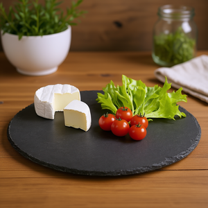 Plateau de service rond en ardoise 30 cm pour la présentation de fromages et de légumes - Product Image 3