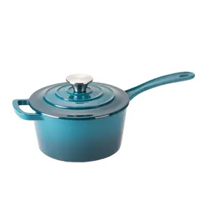 enamel cast iron non stick small sauce pan soup cooking saucepan milk pot with handle with lid
