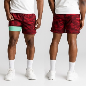 Pantalones Cortos Deportivos para Hombre con Cintura Elástica y Logotipo OEM, Paquete de 2, Secado Rápido, Transpirables, Sólidos, Casuales, 100% Poliéster, para Fitness Activo - Product Image 4