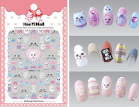 HANYI-077 dessin animé Nail Art autocollant mignon Animal Image bricolage ongles accessoires 3D chat ongle autocollant
