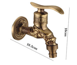 Robinet de machine à laver antique en cuivre, style européen, robinet de lavabo extensible, robinet mural à <span class=keywords><strong>ouverture</strong></span> rapide à 4 points, eau froide uniquement - Product Image 4
