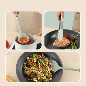 Không dính nhà sử dụng Silicone nấu ăn đồ dùng nhà bếp Bộ với chủ gỗ xử lý bao gồm muỗng spatulas chọc - Product Image 3