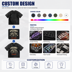 Camiseta de <span class=keywords><strong>Hombre</strong></span> Personalizada con Logotipo, Estilo Vintage, Lavado Ácido, Desgastada, 230G, 100% Algodón, Tinte Sólido, Talla Grande - Product Image 6