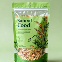 Sacs d'emballage en plastique de qualité alimentaire personnalisé grain céréales avoine fermeture à glissière refermable cultures agricoles naturelles pochette debout