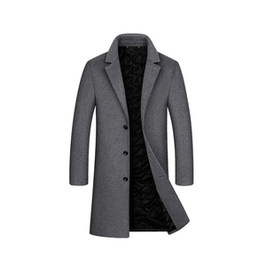Trench-coat en <span class=keywords><strong>laine</strong></span> pour hommes en gros 50% <span class=keywords><strong>laine</strong></span> 50% polyester <span class=keywords><strong>cachemire</strong></span> long pardessus personnalisé respirant confortable chaud élégant - Product Image 2