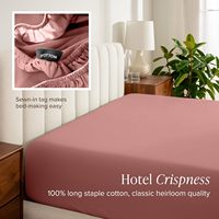 Parure de draps Queen 100 % coton biologique personnalisée, tissage percale, 40 fils, légère, respirante, lavable en machine, taies d'oreiller 15 pouces