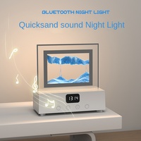 Lampe de table musicale créative en acrylique Quicksand CJH, haut-parleur Bluetooth, veilleuse, horloge, lumière d'ambiance colorée