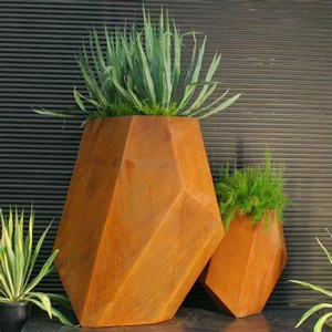 Jardinières carrées modernes en acier Corten avec roulettes pour plantes vertes de jardin - Product Image 4